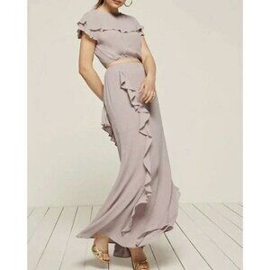 Reformation Sahara Lilac Lavender Purple Ruffled Maxi Skirt